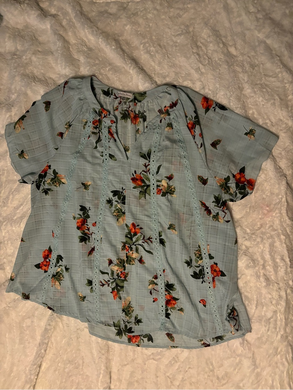 Women’s Ophelia Roe Floral Top Size 1X Semi Sheer